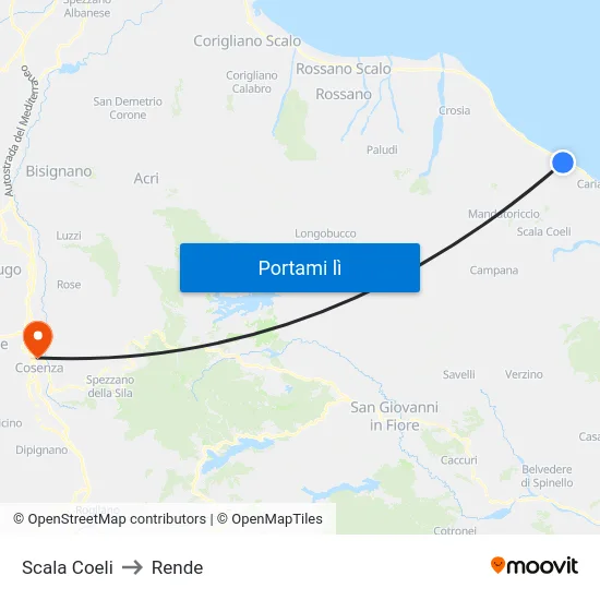 Scala Coeli to Rende map