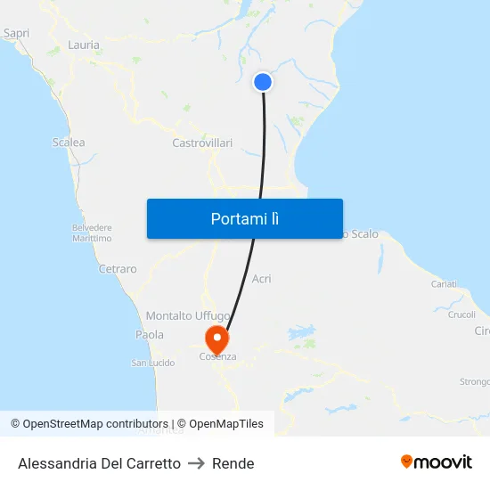 Alessandria Del Carretto to Rende map