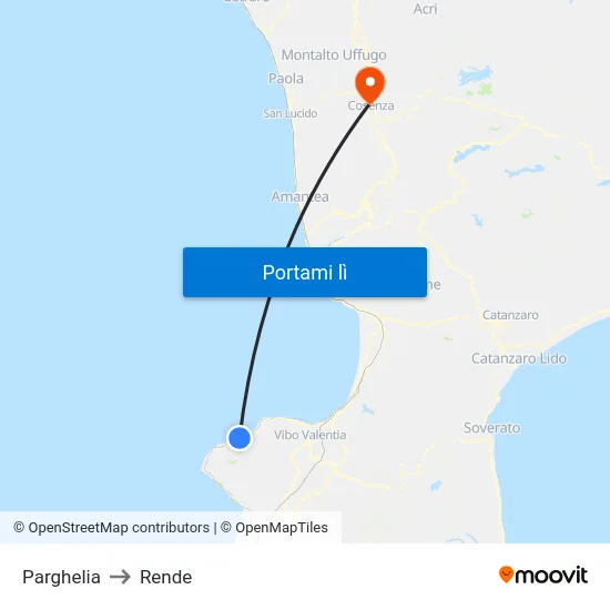 Parghelia to Rende map