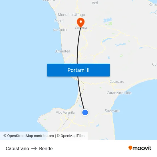 Capistrano to Rende map