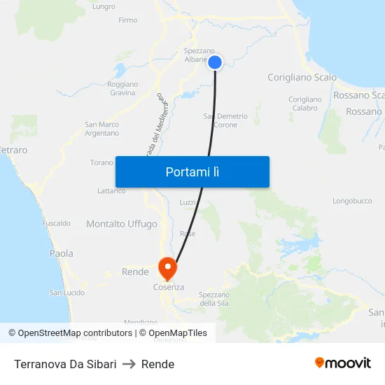 Terranova Da Sibari to Rende map
