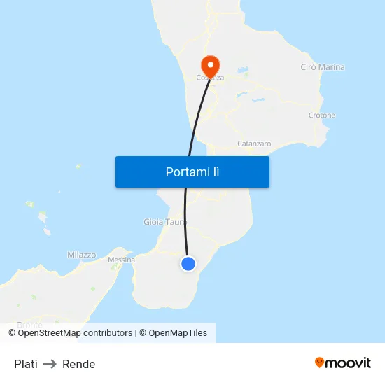 Platì to Rende map