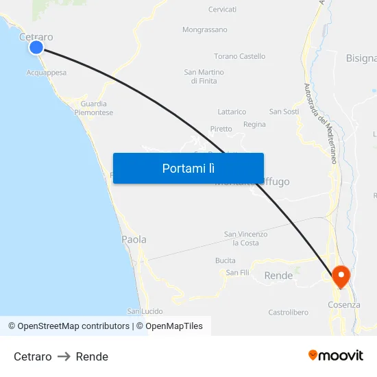 Cetraro to Rende map