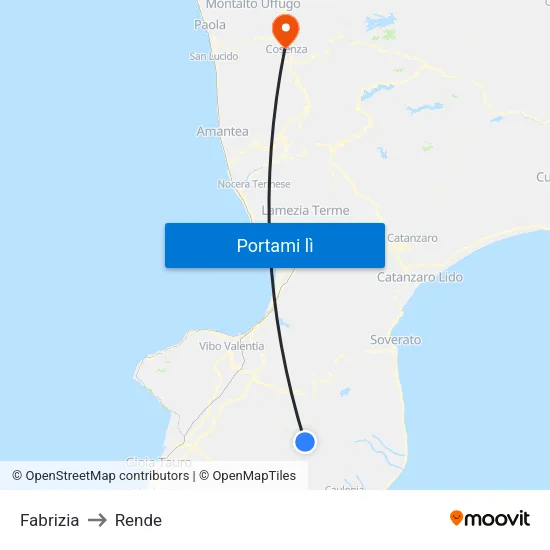 Fabrizia to Rende map