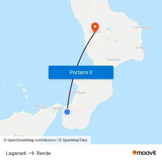 Laganadi to Rende map