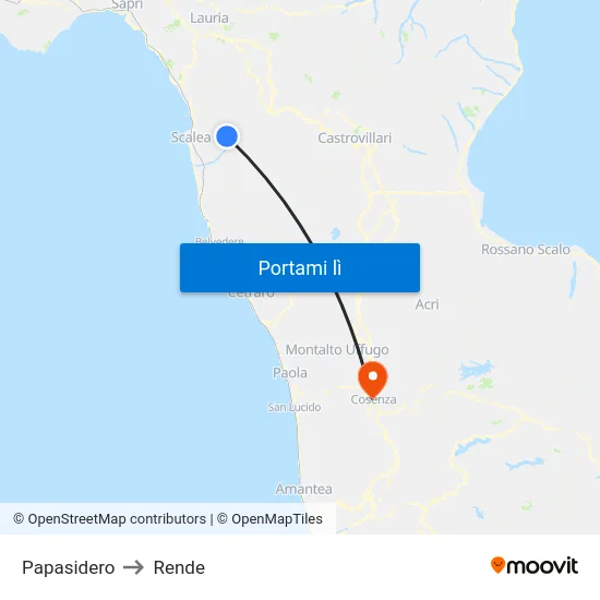 Papasidero to Rende map