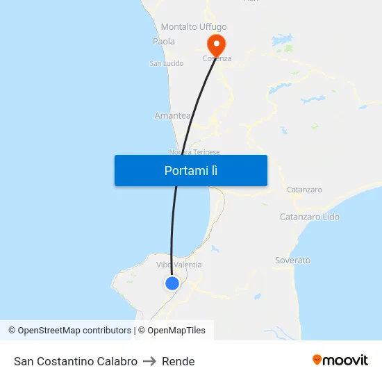 San Costantino Calabro to Rende map