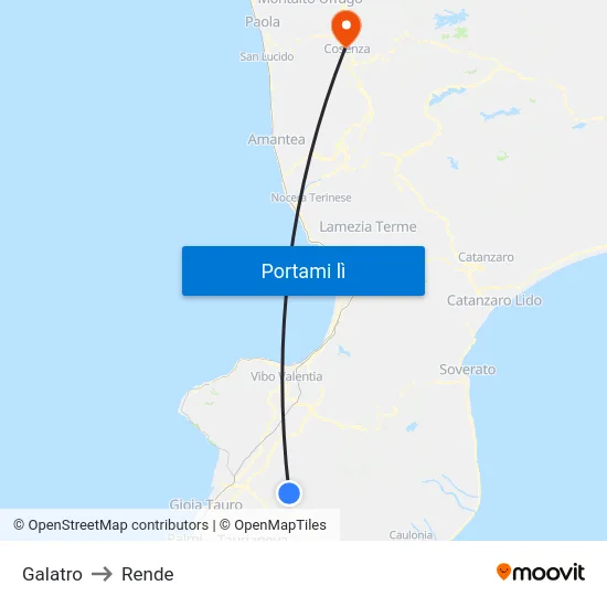 Galatro to Rende map