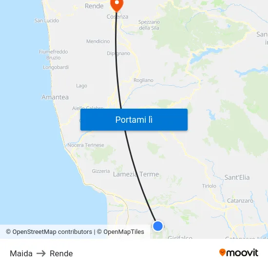 Maida to Rende map
