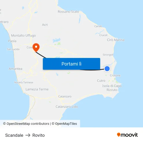 Scandale to Rovito map