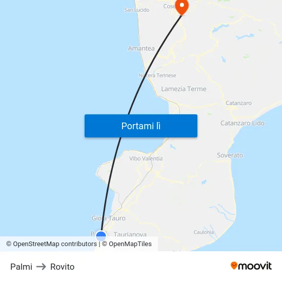 Palmi to Rovito map