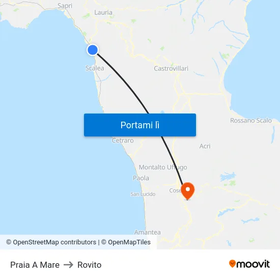 Praia A Mare to Rovito map