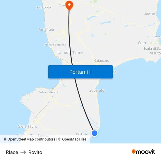 Riace to Rovito map