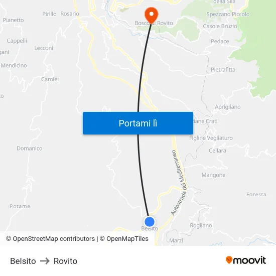 Belsito to Rovito map