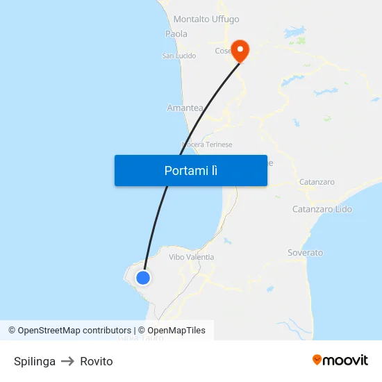 Spilinga to Rovito map