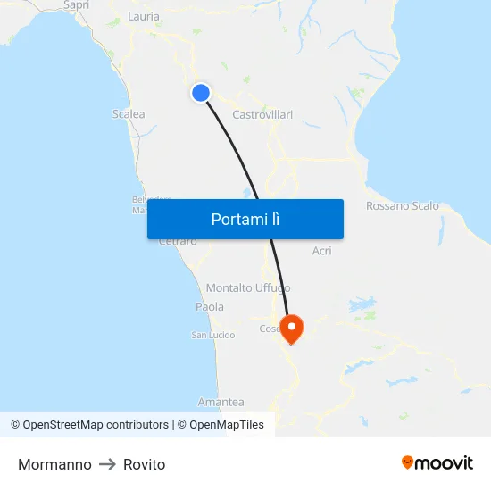 Mormanno to Rovito map