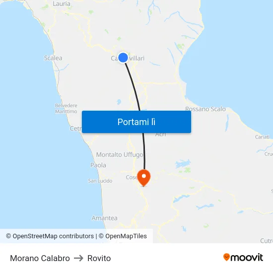 Morano Calabro to Rovito map
