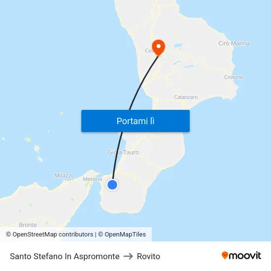 Santo Stefano In Aspromonte to Rovito map