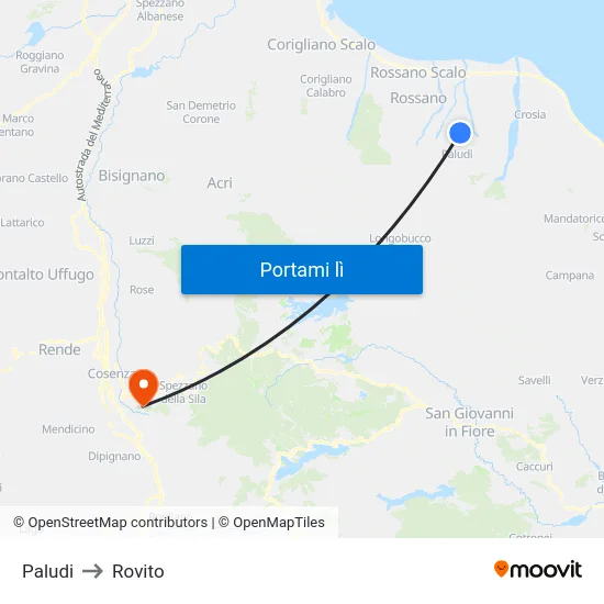 Paludi to Rovito map