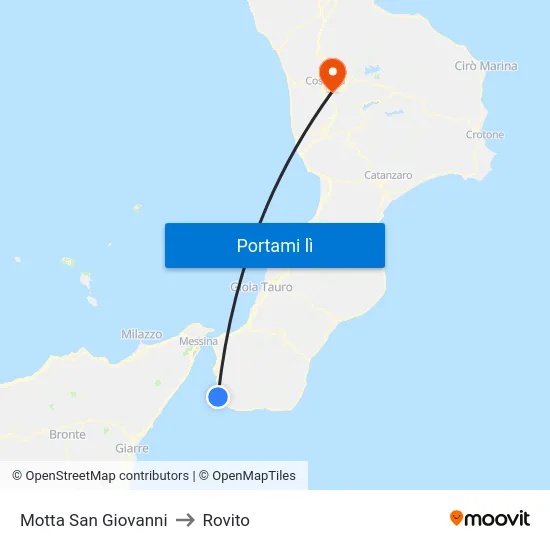 Motta San Giovanni to Rovito map