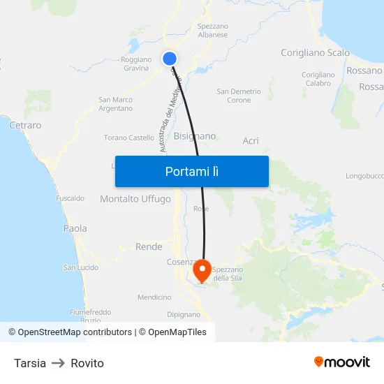 Tarsia to Rovito map