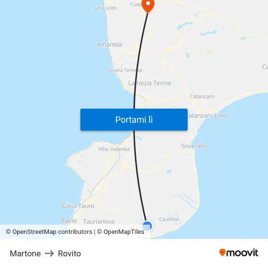 Martone to Rovito map