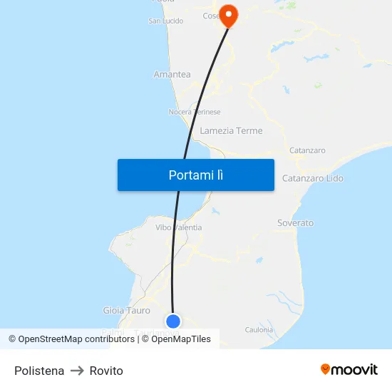 Polistena to Rovito map