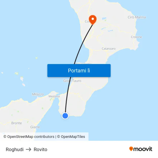 Roghudi to Rovito map