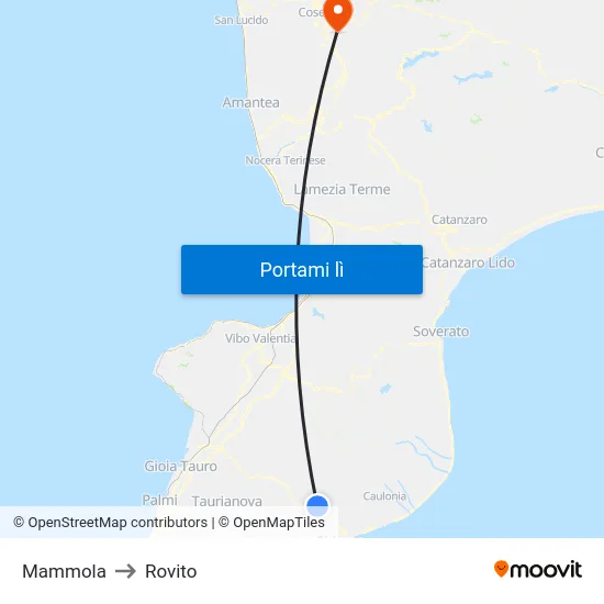 Mammola to Rovito map