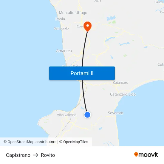 Capistrano to Rovito map