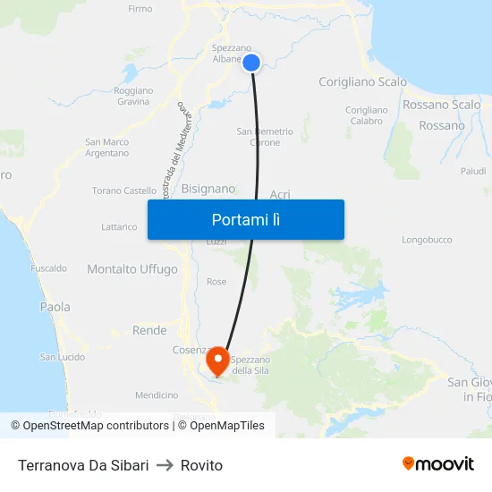 Terranova Da Sibari to Rovito map