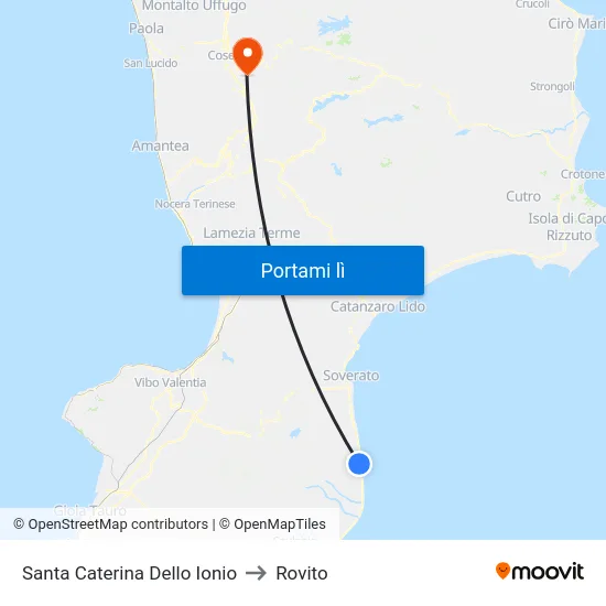 Santa Caterina Dello Ionio to Rovito map