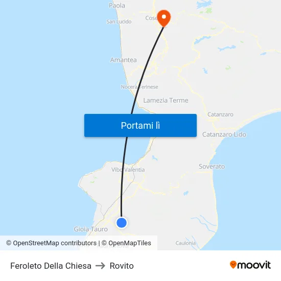 Feroleto Della Chiesa to Rovito map