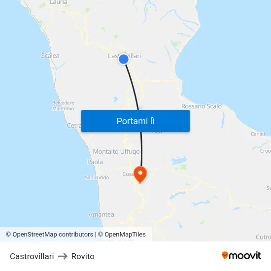 Castrovillari to Rovito map