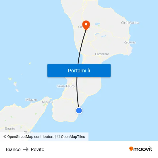 Bianco to Rovito map