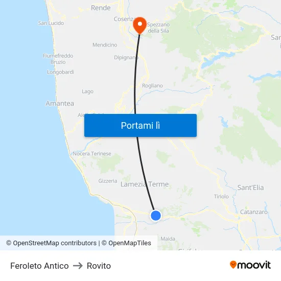 Feroleto Antico to Rovito map