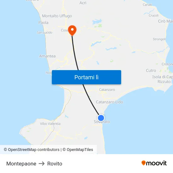 Montepaone to Rovito map