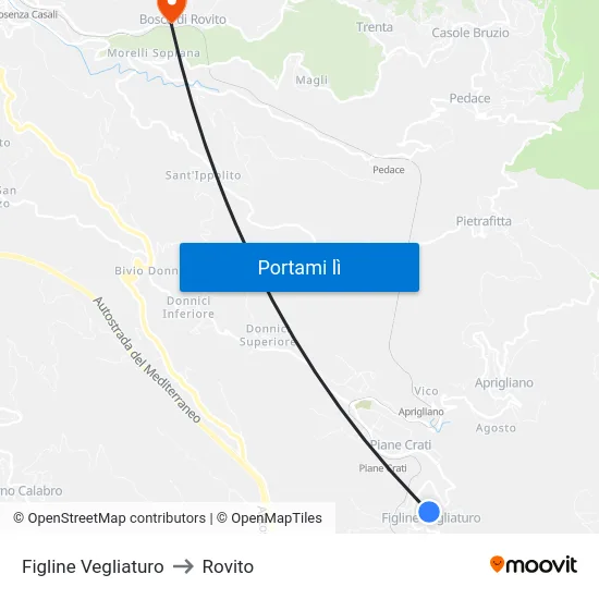 Figline Vegliaturo to Rovito map