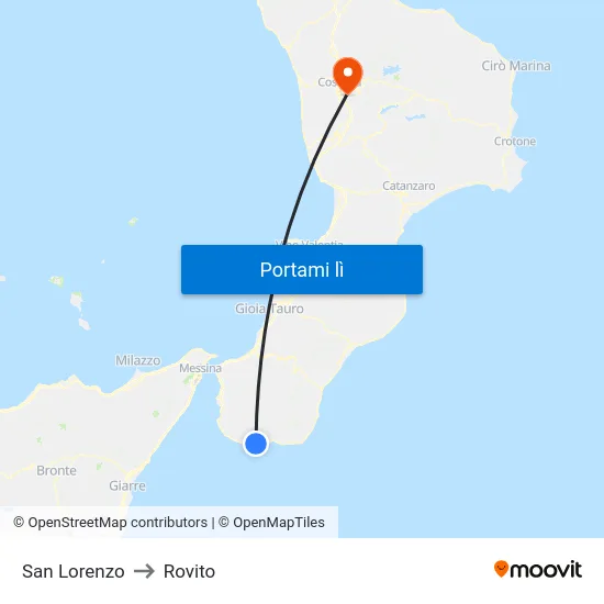 San Lorenzo to Rovito map