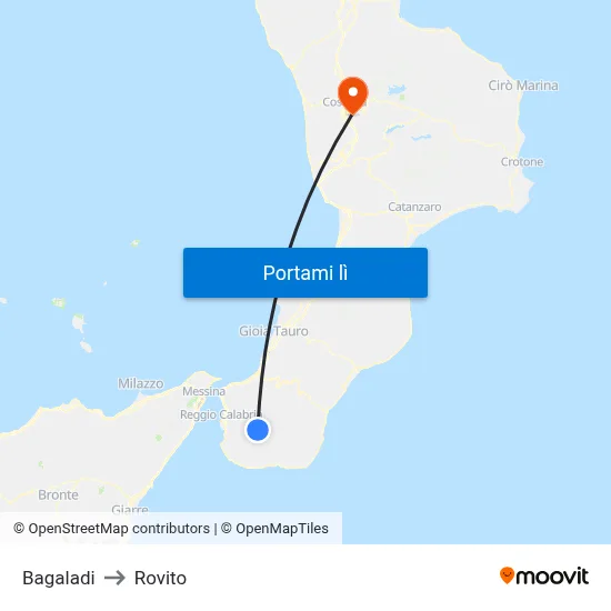 Bagaladi to Rovito map