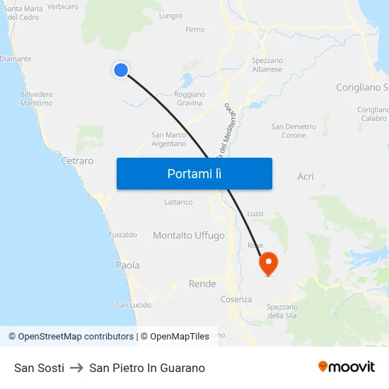 San Sosti to San Pietro In Guarano map
