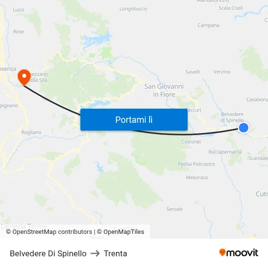 Belvedere Di Spinello to Trenta map