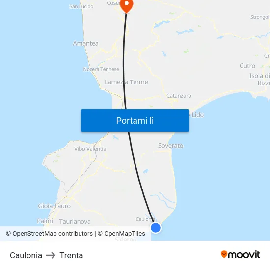 Caulonia to Trenta map