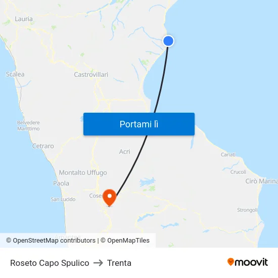 Roseto Capo Spulico to Trenta map