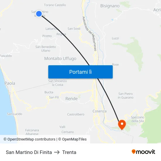 San Martino Di Finita to Trenta map