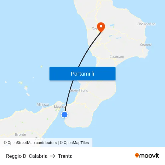 Reggio Di Calabria to Trenta map