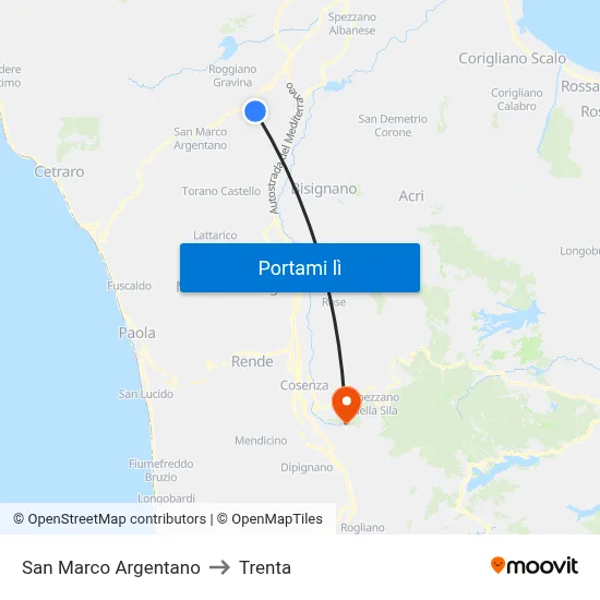San Marco Argentano to Trenta map