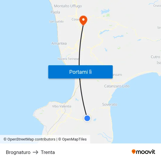 Brognaturo to Trenta map