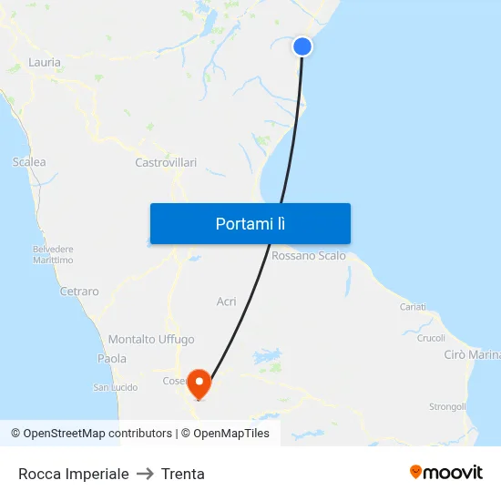 Rocca Imperiale to Trenta map