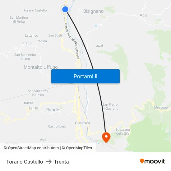 Torano Castello to Trenta map